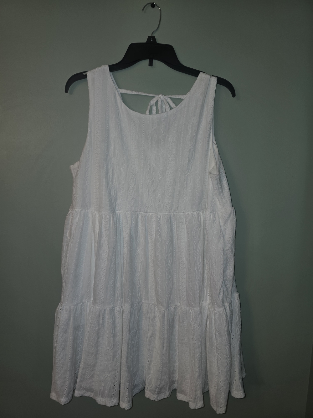 Rewind White Eyelet Tiered Midi Dress